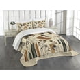 thumbnail image 1 of Ambesonne Mid Century Modern Quilted Bedspread Set 3 Pcs, Esoteric Rounds, King Size, Grey Yellow Pale Brown, 1 of 4