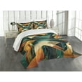 thumbnail image 1 of Ambesonne Mid Century Modern Quilted Bedspread Set 3 Pcs, Lake Mountains, King Size, Ginger Dark Teal, 1 of 5