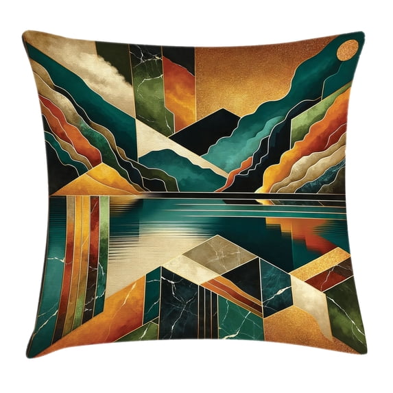 Ambesonne Mid Century Modern Throw Pillow Cushion Cover, Lake Mountains, 20" X 20", Ginger Dark Teal
