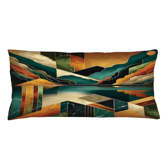 Ambesonne Mid Century Modern Throw Pillow Cushion Cover, Lake Mountains, 36" X 16", Ginger Dark Teal
