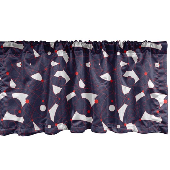 Ambesonne Mid-Century Modern Valance Pack of 2, Nostalgic Atomic, 42"X12", Indigo and Vermilion
