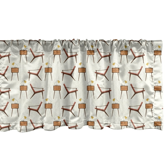 Ambesonne Mid Century Modern Window Valance, Furniture Art, 54" X 18", Cinnamon Ivory Brown