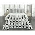 thumbnail image 1 of Ambesonne Mid Century Quilted Bedspread Set 3 Pcs, Retro Style Atomic, Queen Size, Pale Grey Black Red, 1 of 3