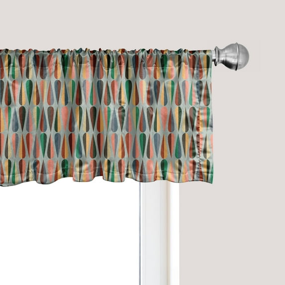 Ambesonne Mid Century Window Valance, 2 Color Droplets, 54" X 18", Multicolor