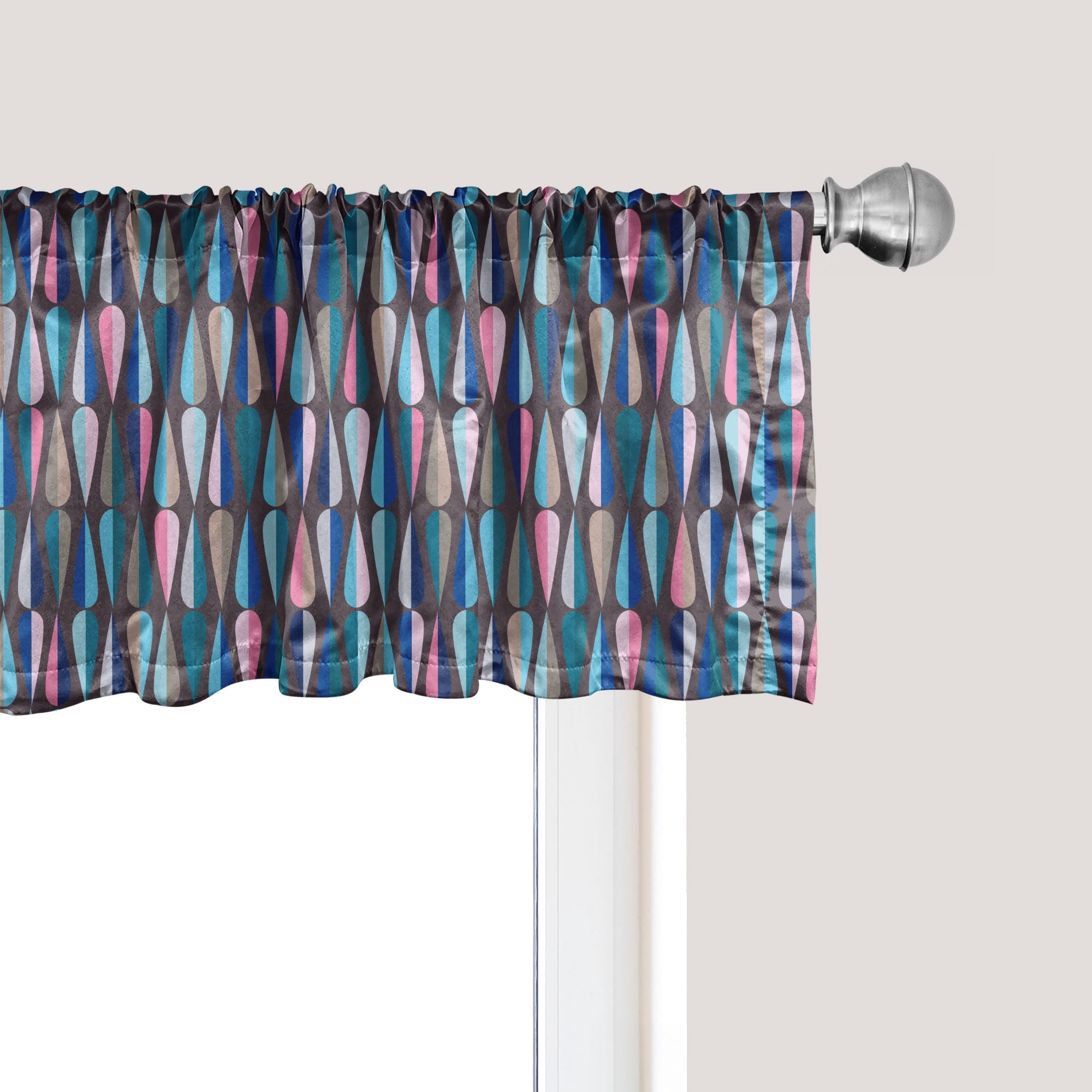 Multicolor Valance Ambesonne Mid Century Window Valance, Colored Drop Shapes, 54