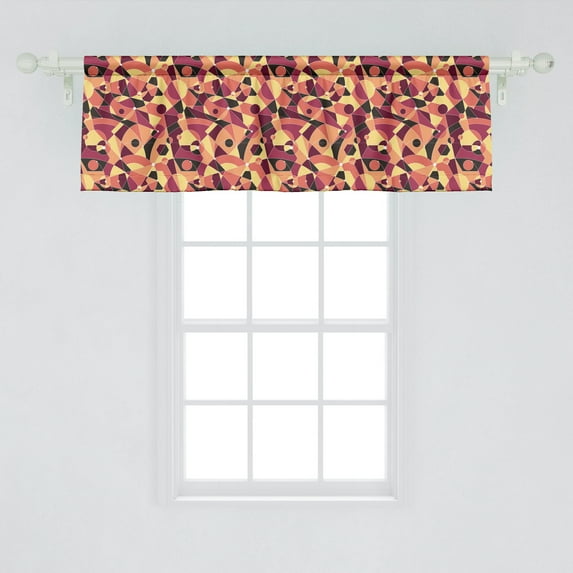Ambesonne Mid Century Window Valance, Motley Art Deco Composition with Contemporary Design Circles Triangles Lines, Curtain Valance for Kitchen Bedroom Decor with Rod Pocket, 54" X 18", Multicolor