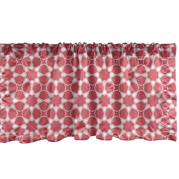 Ambesonne Middle Eastern Window Valance, Monochrome Oriental Inspired Motifs with Modern Influences, Curtain Valance for Kitchen Bedroom Decor with Rod Pocket, 54" X 12", Dark Coral and White