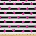thumbnail image 1 of Ambesonne Minimal Fabric by the Yard Microfiber, Magenta Hearts on Stripes, 1 Yard, Magenta and Charcoal Grey, 1 of 2