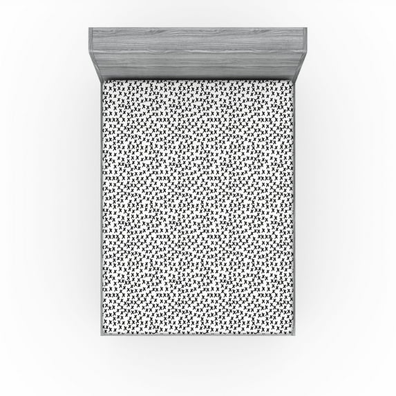 Ambesonne Minimal Fitted Sheet, Modern X Hipster Retro Art, Full Size, White and Charcoal Grey