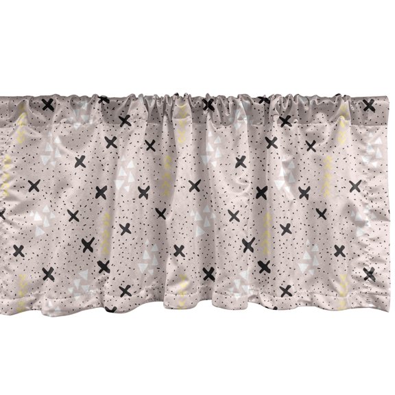 Ambesonne Minimal Valance Pack of 2, Soft Blots X Shapes Arrows, 54"X12", Blush Beige Charcoal Grey
