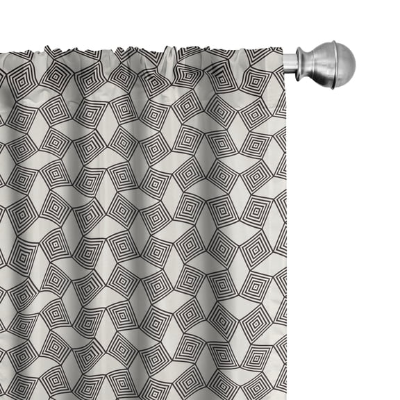 Ambesonne Minimalist Window Curtains, Modern Squares Lines, Each 28" W x 95" L, Eggshell Black