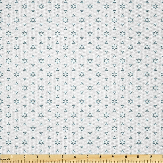 Ambesonne Minimalist Fabric by the Yard Microfiber, Star Symbol and Triangle, 10 Yards, White Pale Slate Blue