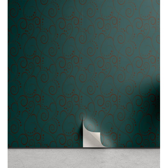 Ambesonne, Minimalist Floral Peel & Stick Wallpaper for Home, Flowers Spring, 13"x72", Teal Burgundy