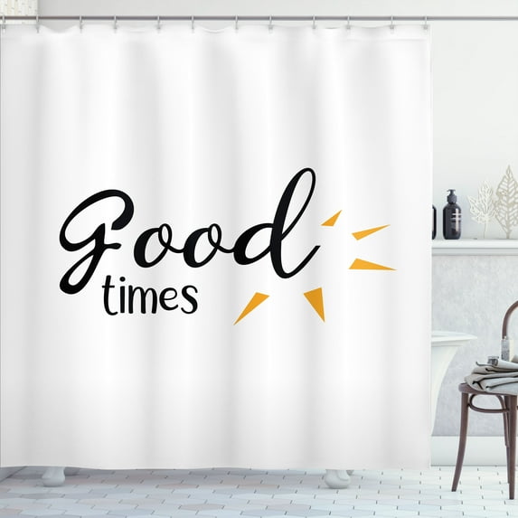 Ambesonne Minimalist Shower Curtain, Simplistic Summer Times, 69"Wx84"L, Marigold White and Black