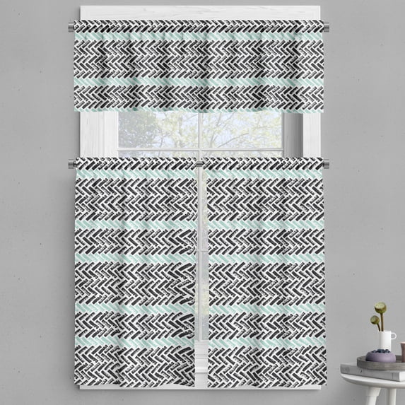 Ambesonne Minimalist Valance & Curtain, Modern Grunge Arrows, 55"x24", Mint Green and Dark Grey