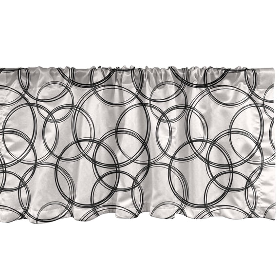 Ambesonne Minimalist Valance Pack of 2, Monochrome Thin Circles, 54"X12", Black White
