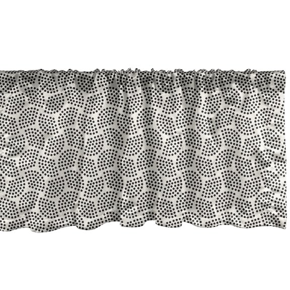 Ambesonne Minimalist Window Valance, Dots Motif Art Deco Like, 54" X 12", Eggshell and Charcoal Grey