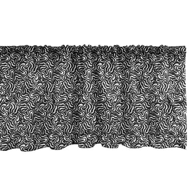 Ambesonne Minimalist Window Valance, Monochromatic Curvy Wavy Swirly Stripes Geometric Avant Garde Print, Curtain Valance for Kitchen Bedroom Decor with Rod Pocket, 54" X 12", Charcoal Grey and White