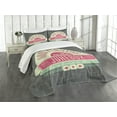 thumbnail image 1 of Ambesonne Mint Green Quilted Bedspread Set 3 Pcs, Retro 50s Music Box, Queen Size, Mint Green Hot Pink, 1 of 5