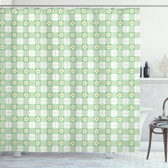 Ambesonne Mint Green Shower Curtain, Daisy Flower Petals, 69"Wx84"L, Mint Green