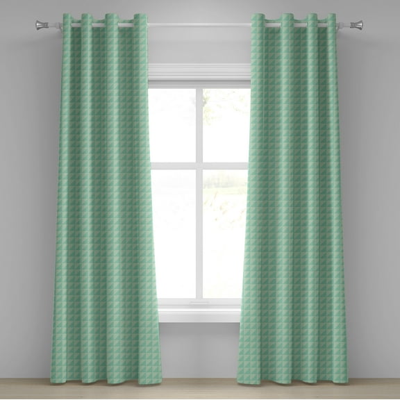 Ambesonne Mint Grommet Curtain, Half Squares Triangles, 50" x 108", Mint and Almond Green