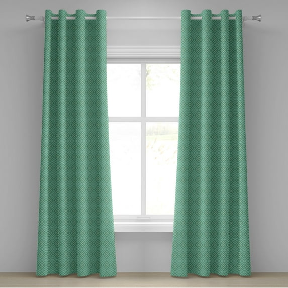 Ambesonne Mint Grommet Curtain, Nested Squares Pattern, 50" x 96", White Almond Green Mint