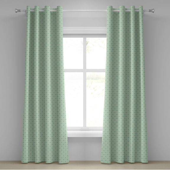 Ambesonne Mint Grommet Curtain, Retro Circles Geometric, 50" x 84", Seafoam Almond Green