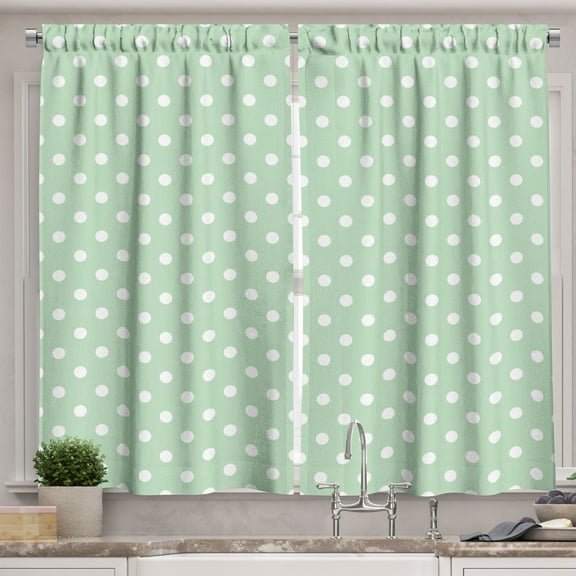 Ambesonne Mint Kitchen Curtains, Classical Vintage Fresh, 55"x39", Mint Green and White