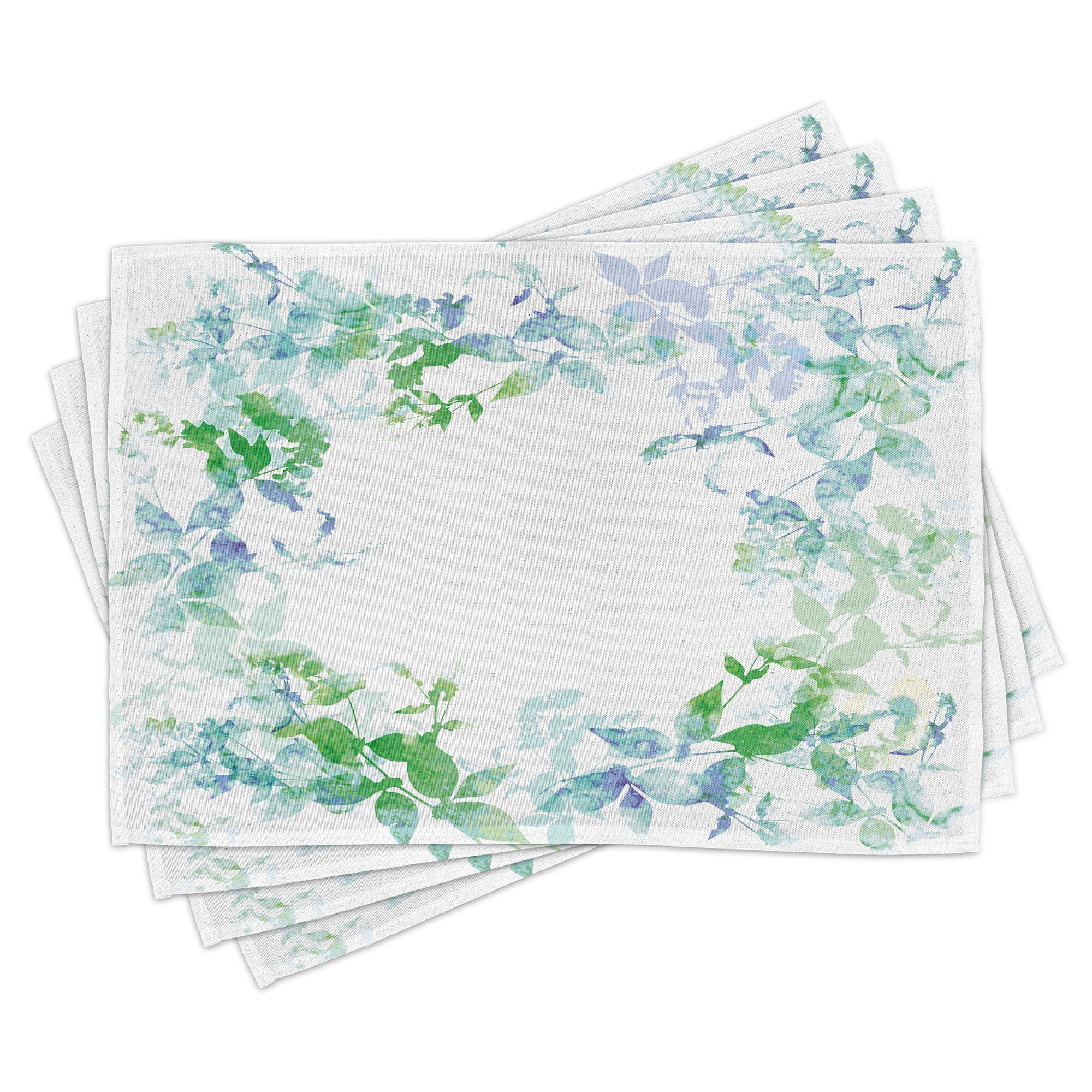 Spring Wreath Watercolor Rectangular Polyester Placemats Set