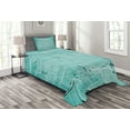 thumbnail image 1 of Ambesonne Mint Quilted Bedspread Set 2 Pcs, Brick Old Wall Vibrant, Twin Size, Turquoise, 1 of 3