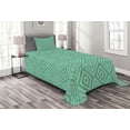 thumbnail image 1 of Ambesonne Mint Quilted Bedspread Set 2 Pcs, Nested Squares Pattern, Twin Size, White Almond Green Mint, 1 of 3
