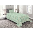 thumbnail image 1 of Ambesonne Mint Quilted Bedspread Set 2 Pcs, Retro Circles Geometric, Twin Size, Seafoam Almond Green, 1 of 3