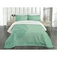 thumbnail image 1 of Ambesonne Mint Quilted Bedspread Set 3 Pcs, Mixed Leaves Botanical, King Size, Teal Turquoise, 1 of 5