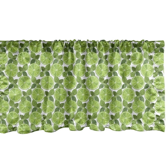 Ambesonne Mint Window Valance, Lime Cocktail Drinks Herbs Fruits Mojito Smoothie Citrus Illustration, Curtain Valance for Kitchen Bedroom Decor with Rod Pocket, 54" X 12", Olive Green Pale Green