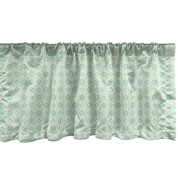 Ambesonne Mint Window Valance, Retro Circles Geometric, 42" x 12", Seafoam Almond Green