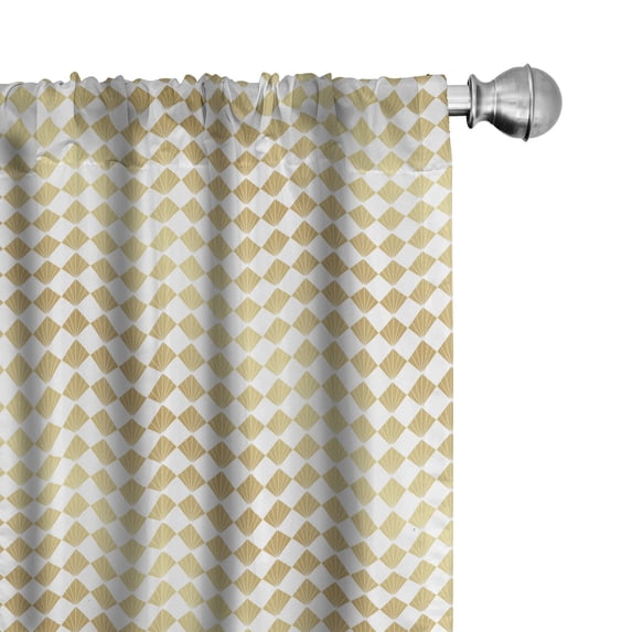Ambesonne Modern 4-Panel Curtains, Art Deco Inspired Sea Shells, 56"x63", Pale Coffee and White
