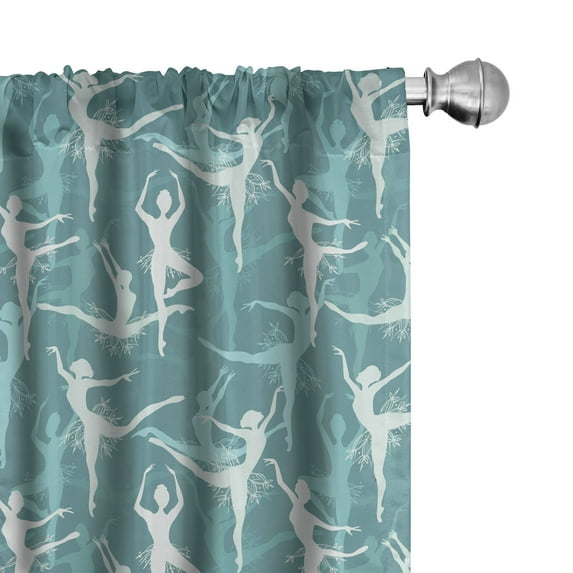 Ambesonne Modern Window Curtains, Ballerinas Dancing Art, Each 28" W x 63" L, Teal Seafoam