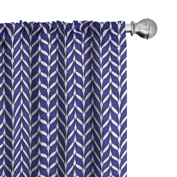 Ambesonne Modern Window Curtains, Chevron Whimsical Shapes Art, Each 28" W x 63" L, Dark Blue White Indigo