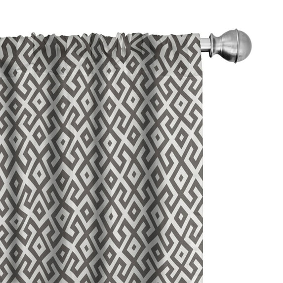 Ambesonne Modern Window Curtains, Geometric Antique Border, Each 28" W x 63" L, White and Army Green