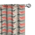 thumbnail image 1 of Ambesonne Modern Window Curtains, Geometric Grid Lines, Each 28" W x 63" L, Charcoal Grey Scarlet, 1 of 4