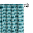thumbnail image 1 of Ambesonne Modern Window Curtains, Horizontal Zigzags Inspired, Each 28" W x 84" L, Pale Seafoam Sea Blue, 1 of 4