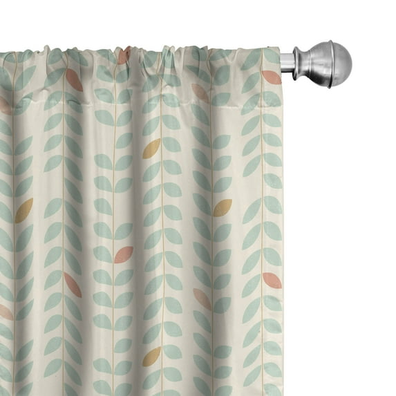 Ambesonne Modern Window Curtains, Pastel Grunge Branches Art, Each 28" W x 95" L, Champagne and Pale Teal