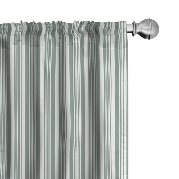 Ambesonne Modern Window Curtains, Thin and Bold Stipes, Each 28" W x 95" L, Pale Sage Green White