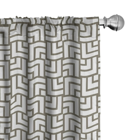 Ambesonne Modern Window Curtains, Vintage Maze Lines, Each 28" W x 95" L, Sage Green and White