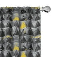 thumbnail image 1 of Ambesonne Modern Art Window Curtains, Grungy Triangles Numbers, Each 28" W x 84" L, Black Yellow and Grey, 1 of 4