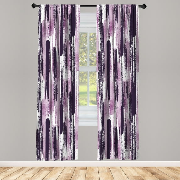 Ambesonne Modern Art Curtains, Grunge Art Effect Print, Pair of 28"x63", Dark Mauve