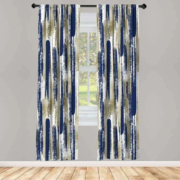 Ambesonne Modern Art Curtains, Grunge Art Effect Print, Pair of 28"x95", Dusk White