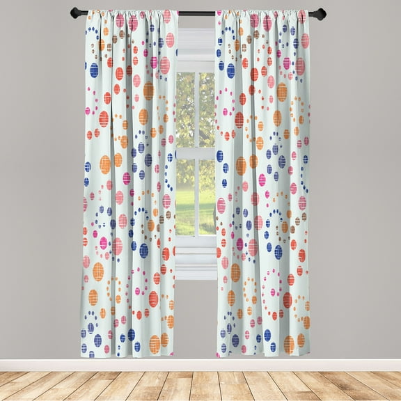 Ambesonne Modern Art Curtains, Grunge Polka Dots Print, Pair of 28"x63", Apricot Magenta