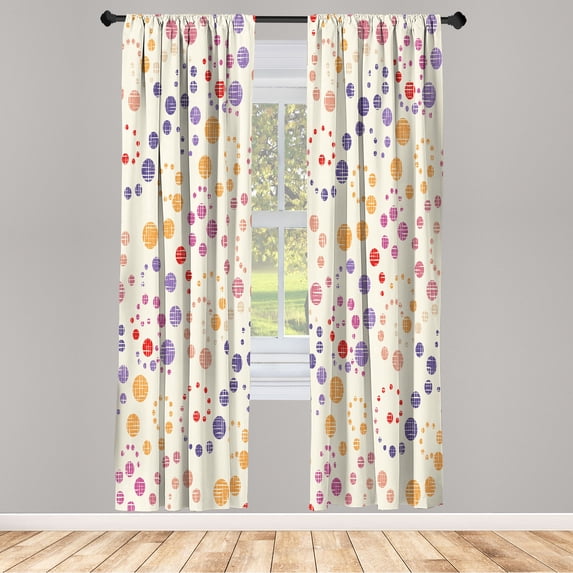 Ambesonne Modern Art Curtains, Grunge Polka Dots Print, Pair of 28"x63", Blush Cream