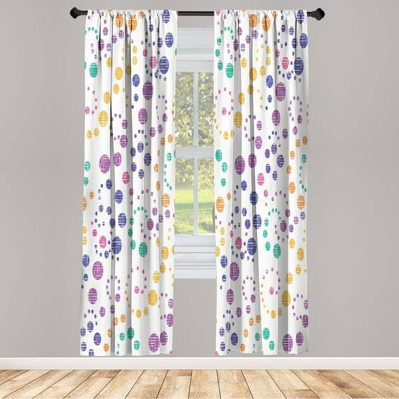 Ambesonne Modern Art Curtains, Grunge Polka Dots Print, Pair of 28"x84", Pale Eggplant